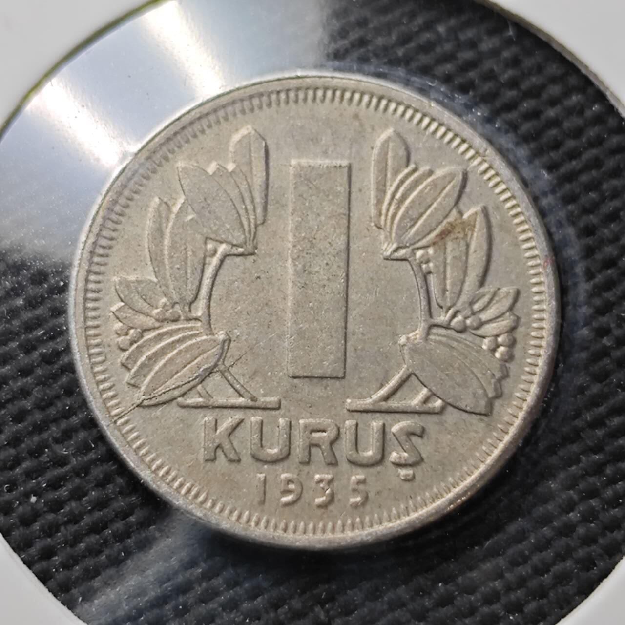 KK钱币收藏小铺  第371场  2月预留时间 周末发货  1935土耳其1库鲁镍币 通货好品