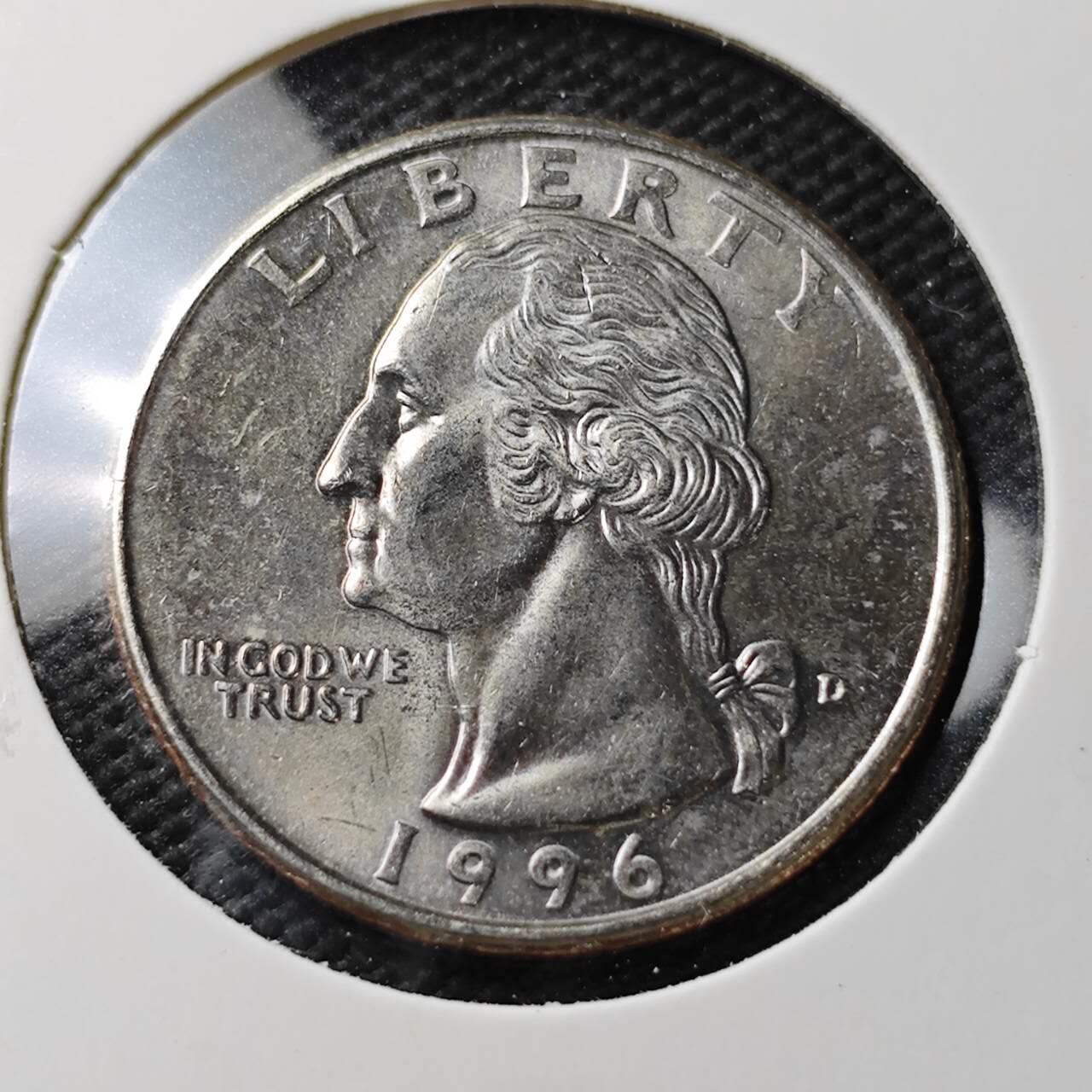 KK钱币收藏小铺  第371场  2月预留时间 周末发货  1996美国25分 好品