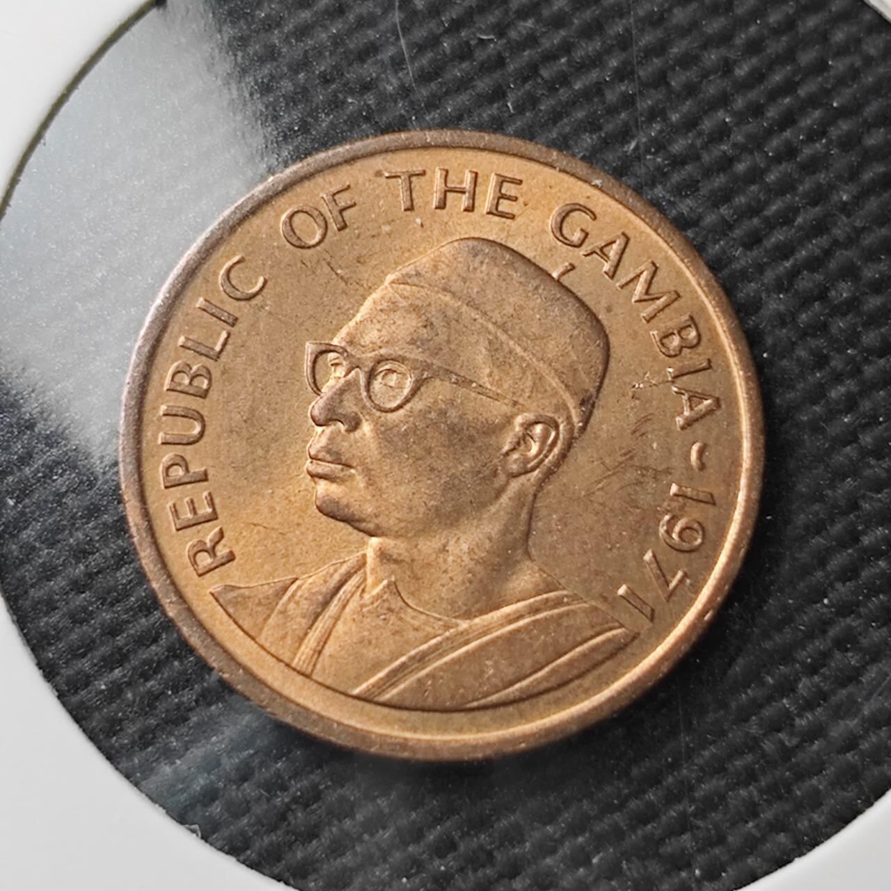 KK钱币收藏小铺  第371场  2月预留时间 周末发货  1971冈比亚1个铜币 好品