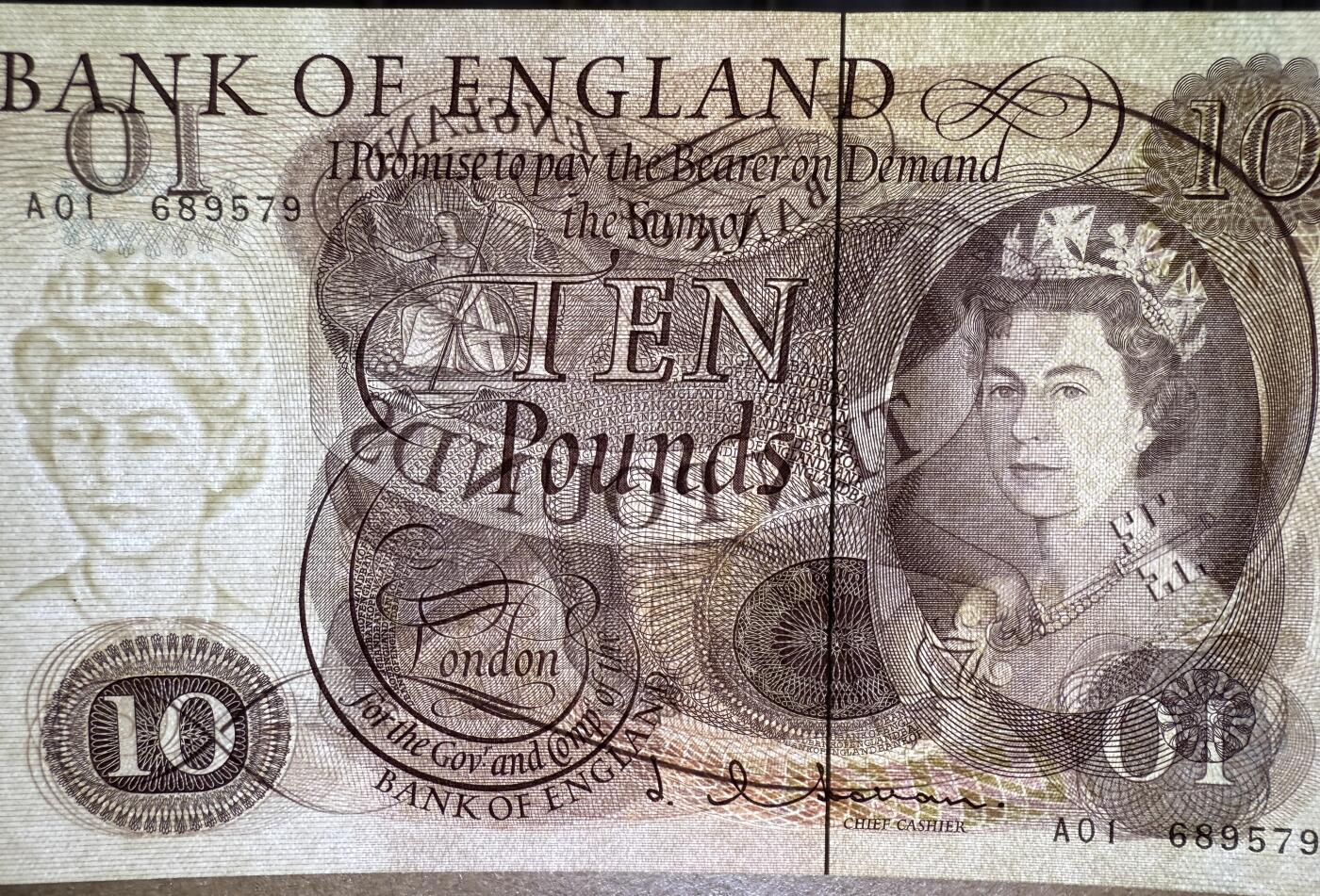 《艾美收藏》第220期-11.16周日外币畅拍场 英国10镑 UNC C序列 A01冠 原票好品 无4