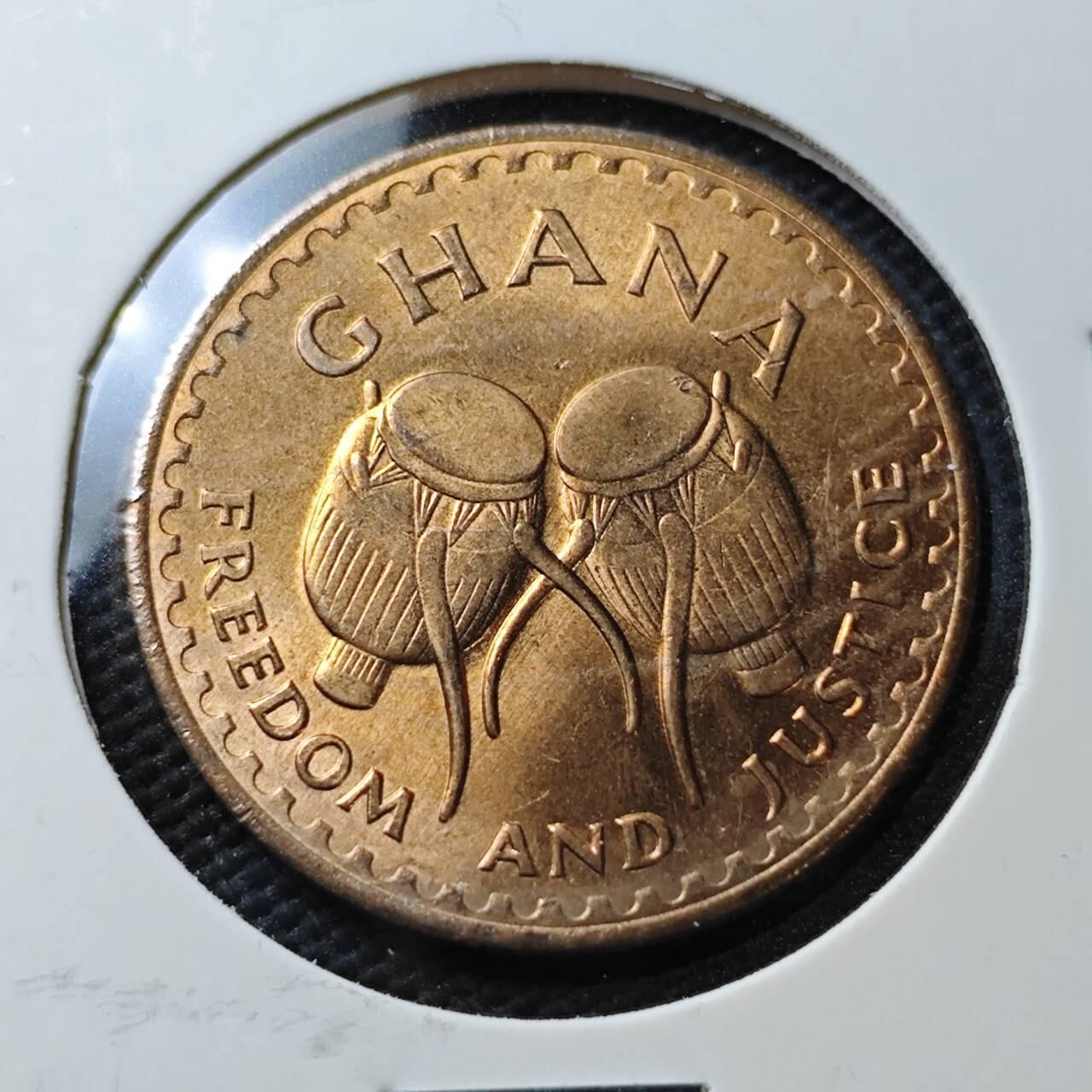 KK钱币收藏小铺  第371场  2月预留时间 周末发货  加纳1比塞瓦铜币好品