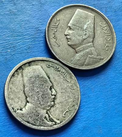 外国优质老铜币银币，周六九点倒数截拍，满百包邮，可寄存半年，喜欢朋友微信扫描二维码可直接参拍 - 埃及5米莉姆2枚