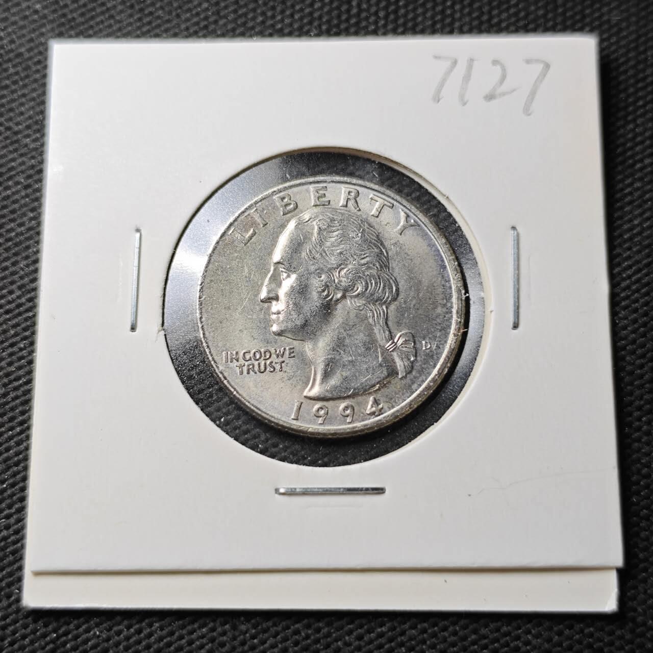 KK钱币收藏小铺  第371场  2月预留时间 周末发货  1994美国25分