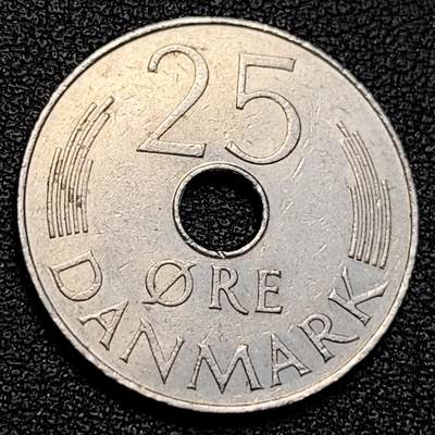 泉币菌-第129场-精品福利场（本场拍品多，请提前出价） - 丹麦25欧尔铜镍硬币23毫米1978欧洲外国硬币钱币