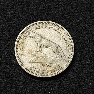 【全场包邮】纯粹捡漏拍478场（免费代拍第15场） - 英属罗德西亚和尼亚萨兰1957年女王6便士