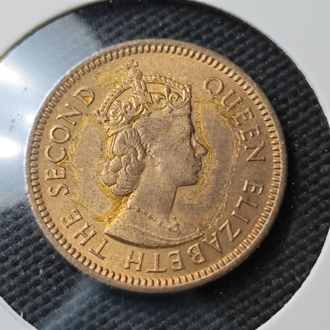 KK钱币收藏小铺  第371场  2月预留时间 周末发货  1955英属加勒比1/2铜币 好品