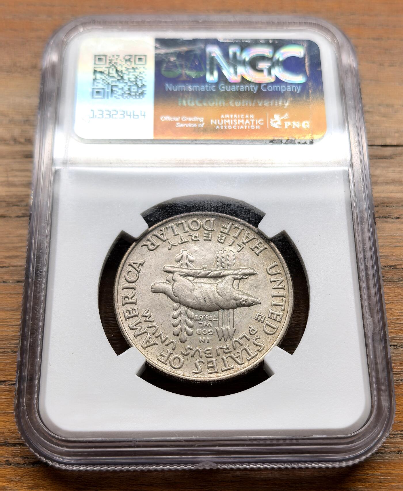 泉海漫舟·凡希社世界钱币微拍第三百十四期 1936美国威斯康辛州纪念半美元NGC-MS67，淡香槟金彩，养眼美物。