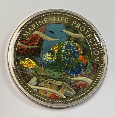 S&S Numismatic世界钱币-拍卖 第116期  - 帕劳2001年 海洋生物保护-帝王刺尻鱼 1元彩色纪念币