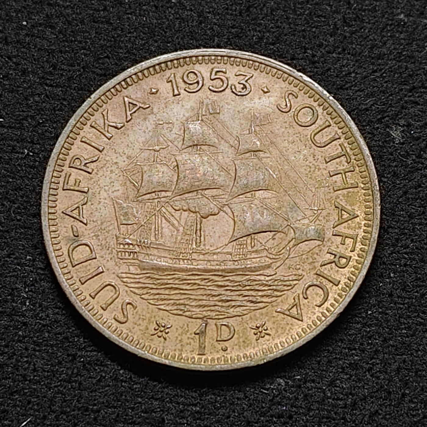 【全场包邮】纯粹捡漏拍478场（免费代拍第15场） 南非1953年女王1便士铜币