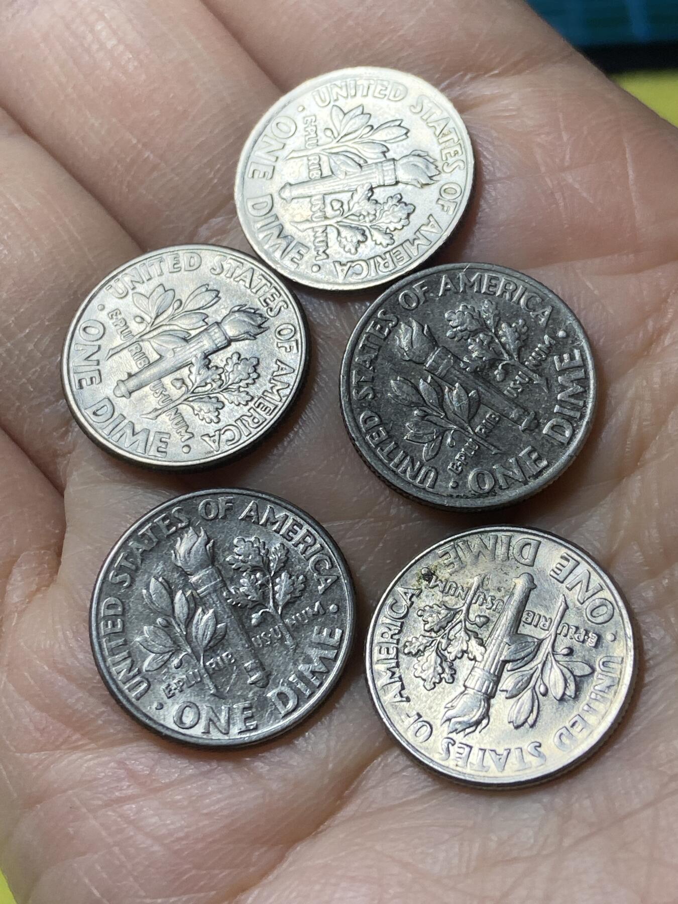 2025年第一百二十九场(总第一百五十五场）外国邮票、散币场(免佣金) 美国🇺🇸1角5枚：1985年86年87年88年(罗斯福1角第二版)