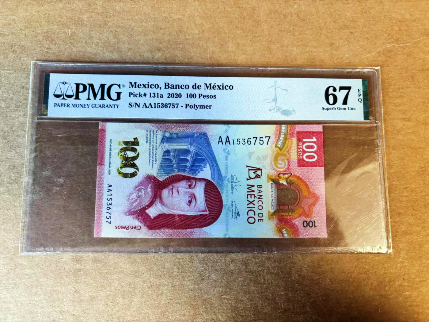 【Blue Auction】世界纸币精拍第751期——18级TOP拍卖/信誉/品质/专业/高效💫 【获奖钞 AA冠】墨西哥 2020年100比索 PMG67EPQ