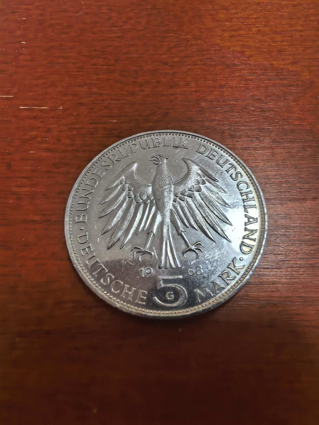 长老汇蛇年精选第七十三场拍卖 1968西德梅卡特逝世375周年5马克银币，11.2克625银