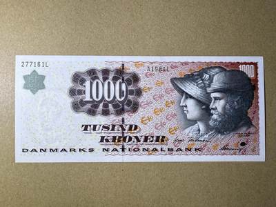 《艾美收藏》第220期-11.16周日外币畅拍场 - 丹麦1000克朗 UNC 1998年陶俑初版 无4