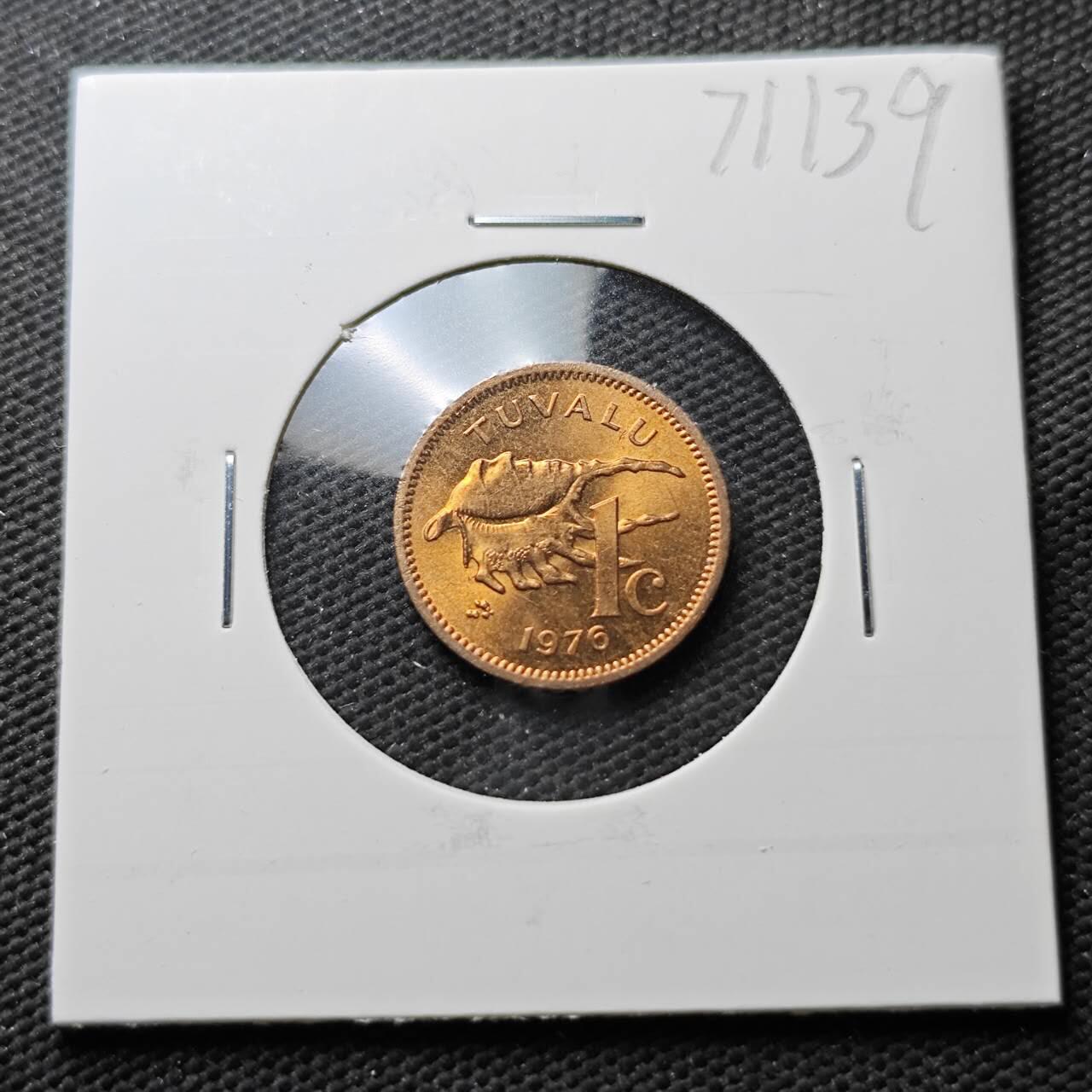 KK钱币收藏小铺  第371场  2月预留时间 周末发货  1975图瓦卢1分铜币 好品