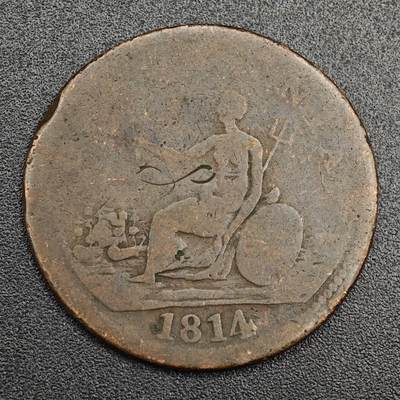 【淘币小摊】限时拍第七百九十七拍  老铜币场  满百包邮可预留两周  周一统一发货  - 英国1814年半便士铜币代币