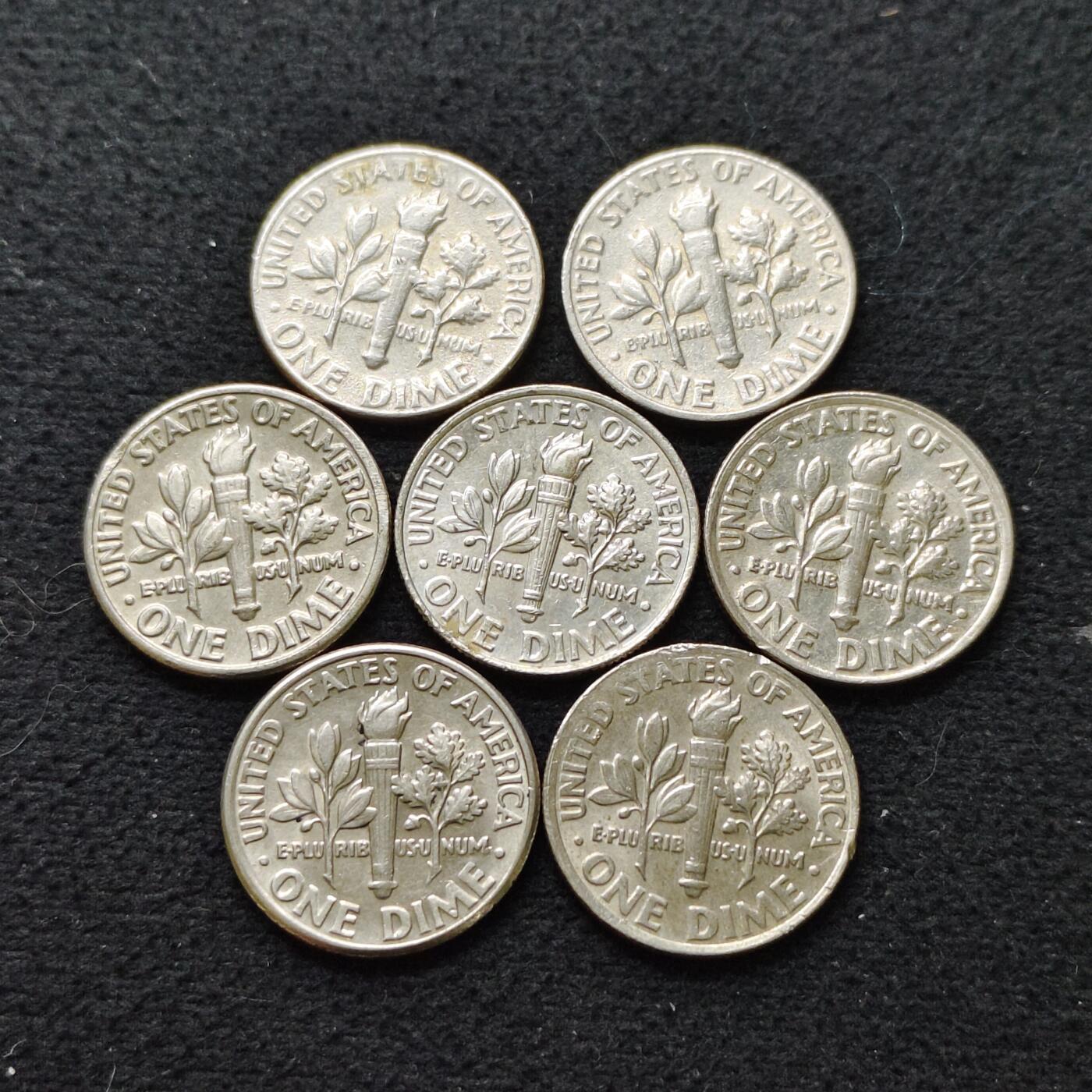 【全场包邮】纯粹捡漏拍478场（免费代拍第15场） 美国各年份罗斯福10分7枚一组