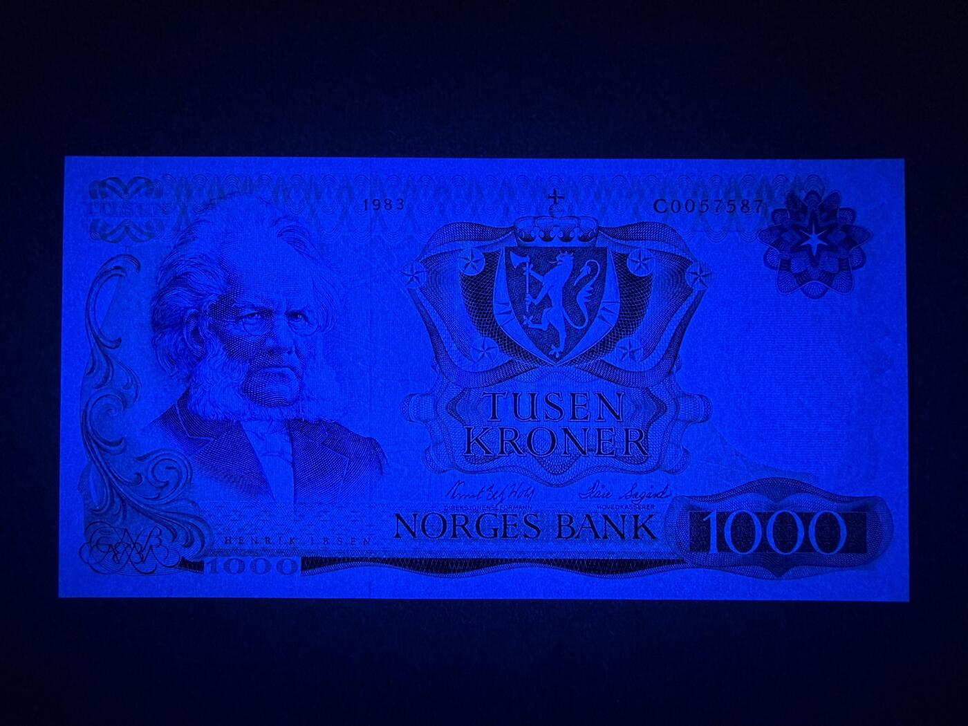 《艾美收藏》第220期-11.16周日外币畅拍场 挪威1000克朗 UNC 1983年 挪威剧作家易卜生 无4