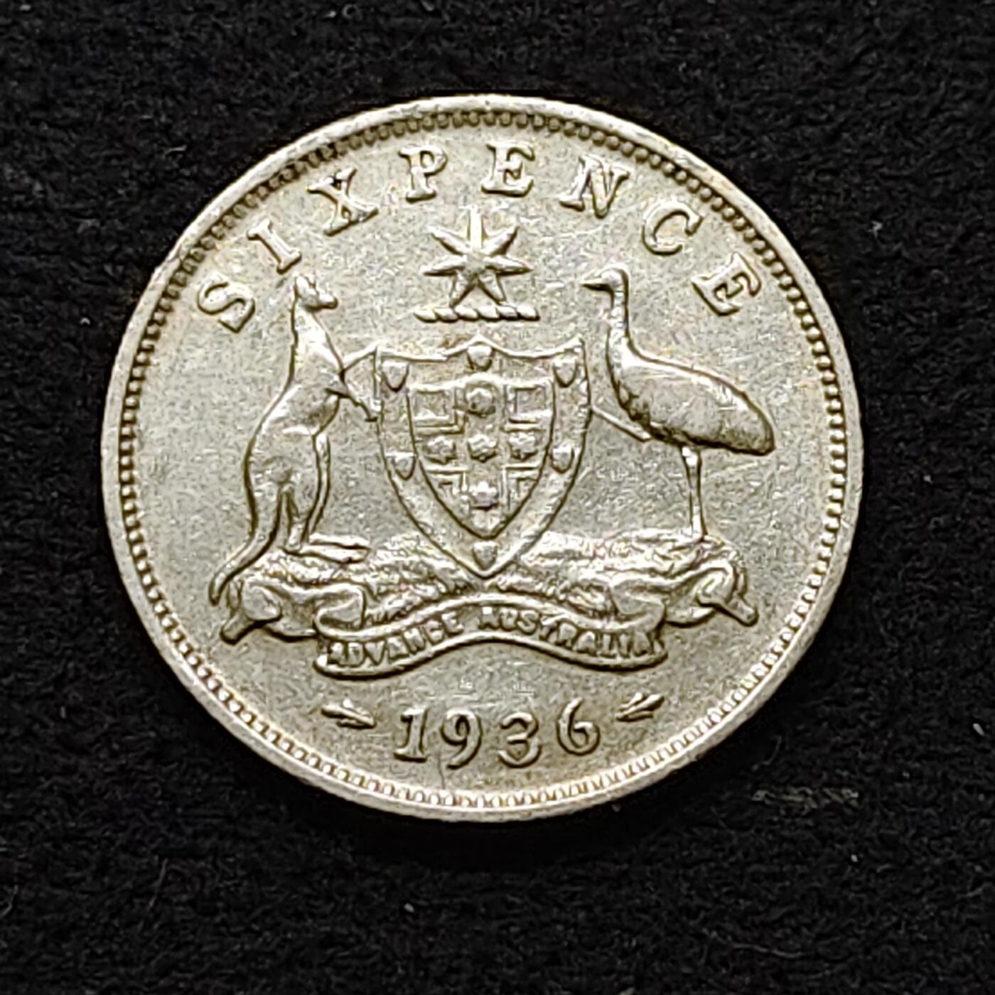 【全场包邮】纯粹捡漏拍478场（免费代拍第15场） 澳大利亚1936年乔治五世6便士银币