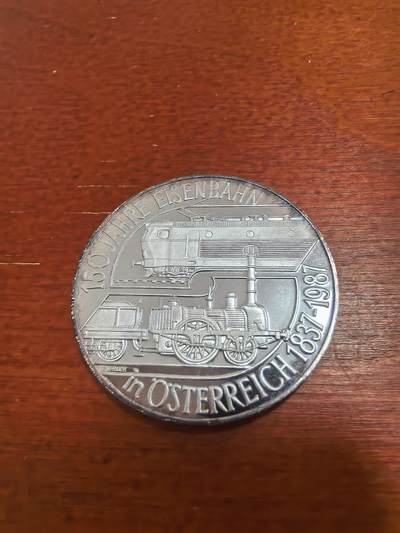 长老汇蛇年精选第七十三场拍卖 - 1987奥地利铁路150周年500先令精制银币，24克925银