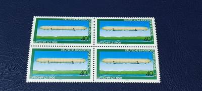 德国邮票专场，都是四方联 - 德国邮票四方联一张，1978年发行， 飞艇。品相如图