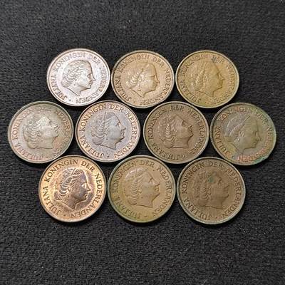 【全场包邮】纯粹捡漏拍478场（免费代拍第15场） - 荷兰各年份朱莉安娜女王5分铜币10枚一组