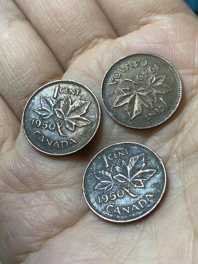 2025年第一百二十九场(总第一百五十五场）外国邮票、散币场(免佣金) - 加拿大🇨🇦1分3枚：1949年1950年(乔治六世第二版)