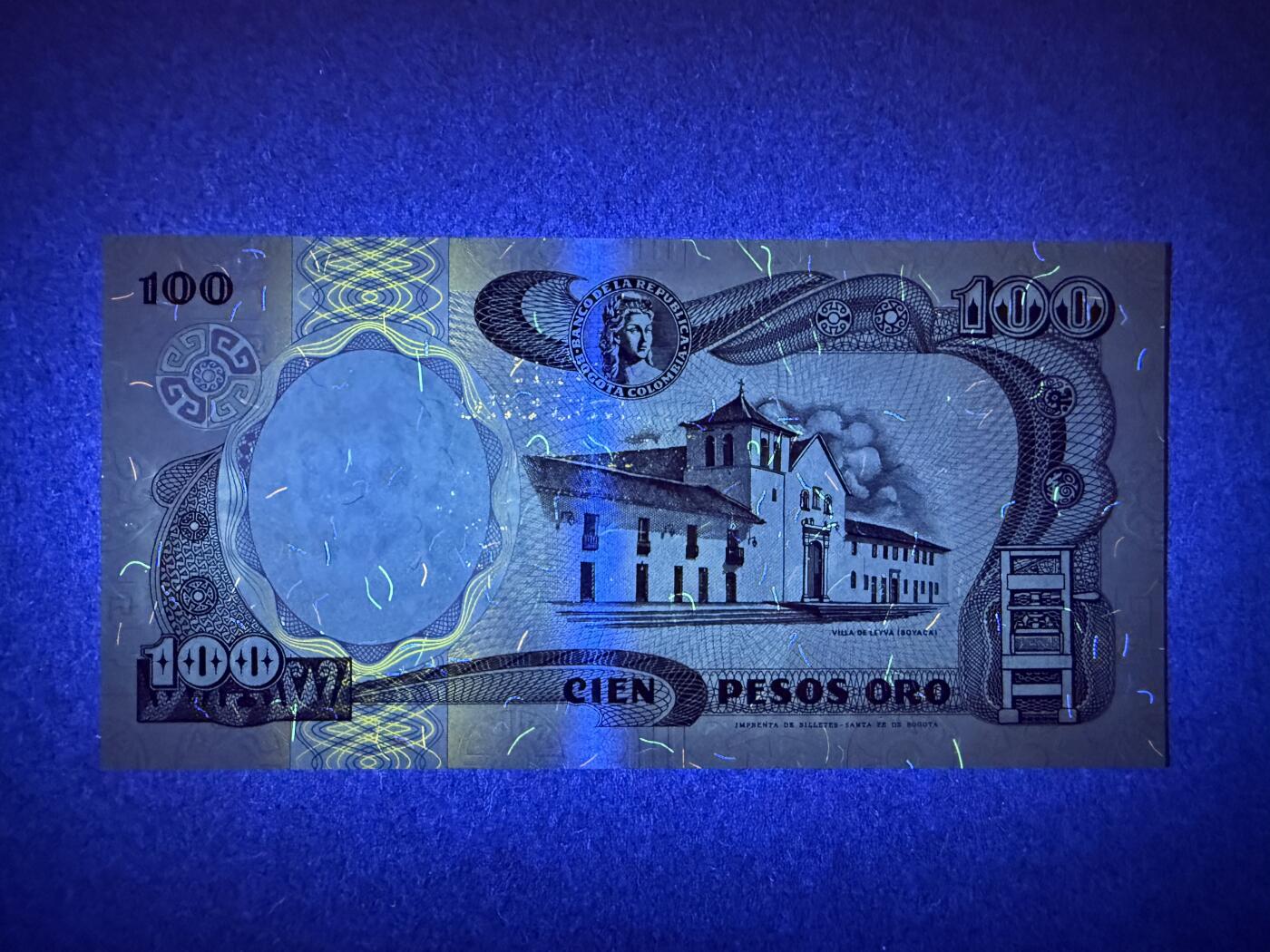 《艾美收藏》第220期-11.16周日外币畅拍场 豹子号 哥伦比亚100比索 UNC 1991年 无47豹子号