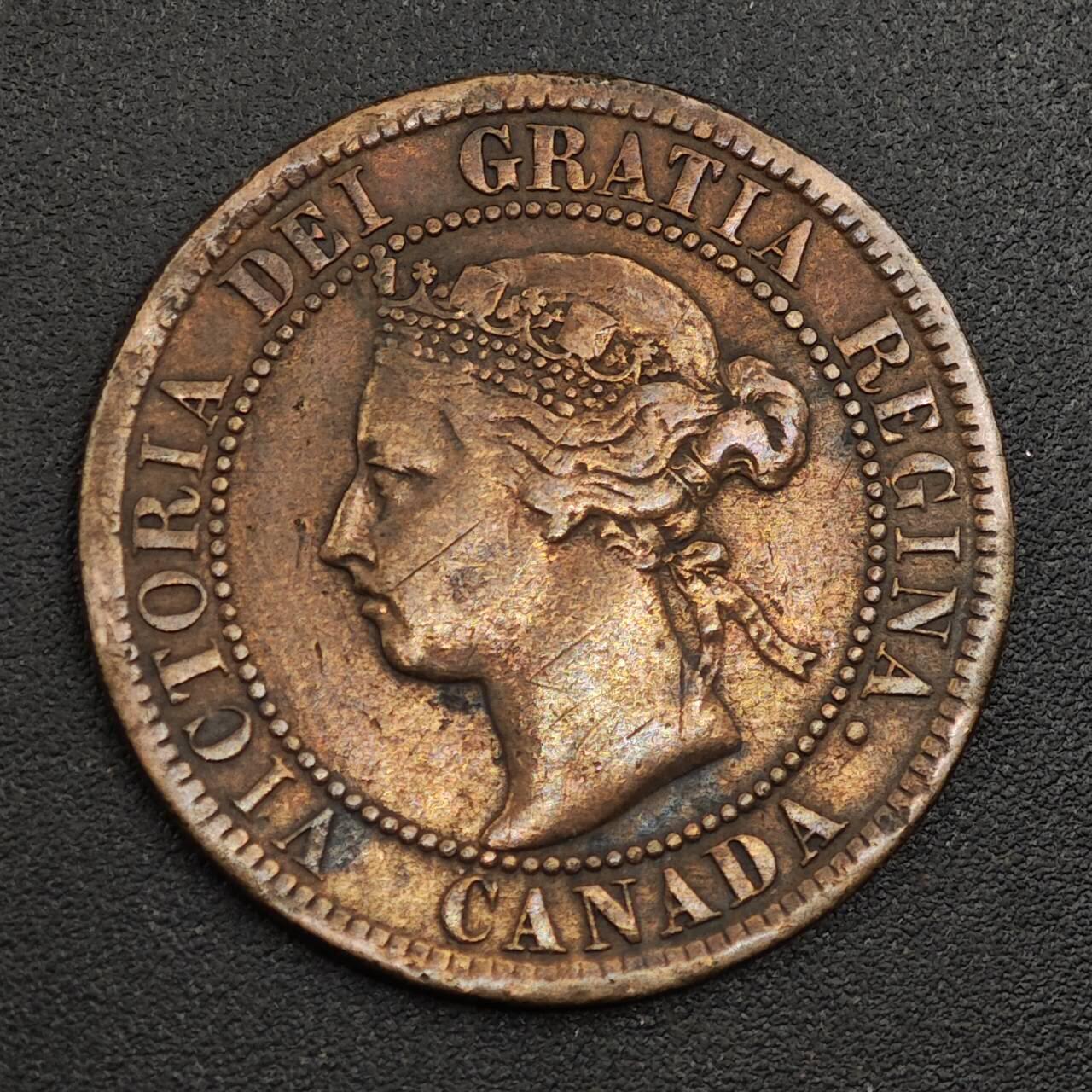 【淘币小摊】限时拍第七百九十七拍  老铜币场  满百包邮可预留两周  周一统一发货  加拿大1899年维多利亚一分铜币