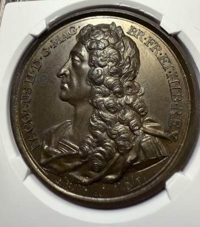 七河·世界币章小拍（总第27期） - 英王詹姆斯二世纪念铜章