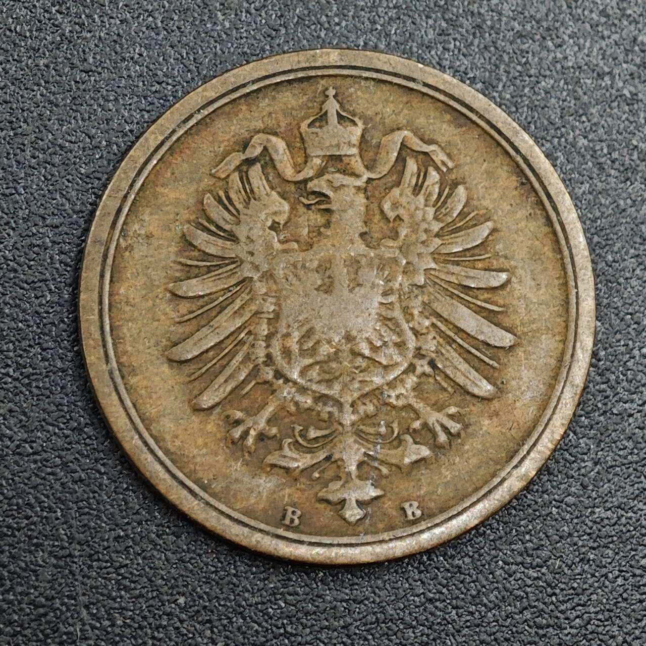 【淘币小摊】限时拍第七百九十七拍  老铜币场  满百包邮可预留两周  周一统一发货  德国1875年1芬妮铜币