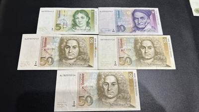 《外钞收藏家》第五百八十五期（精品场）（本平台长期征集拍品、欢迎藏友们联系合作） - 德国末版5-50马克 五张一起 非全新 品相如图