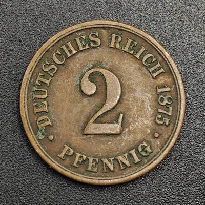 【淘币小摊】限时拍第七百九十七拍  老铜币场  满百包邮可预留两周  周一统一发货  - 德国1875年2芬妮铜币