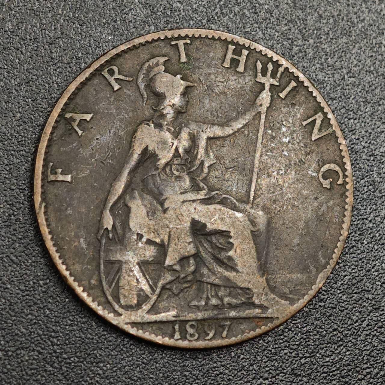 【淘币小摊】限时拍第七百九十七拍  老铜币场  满百包邮可预留两周  周一统一发货  英国1897年维多利亚法新铜币