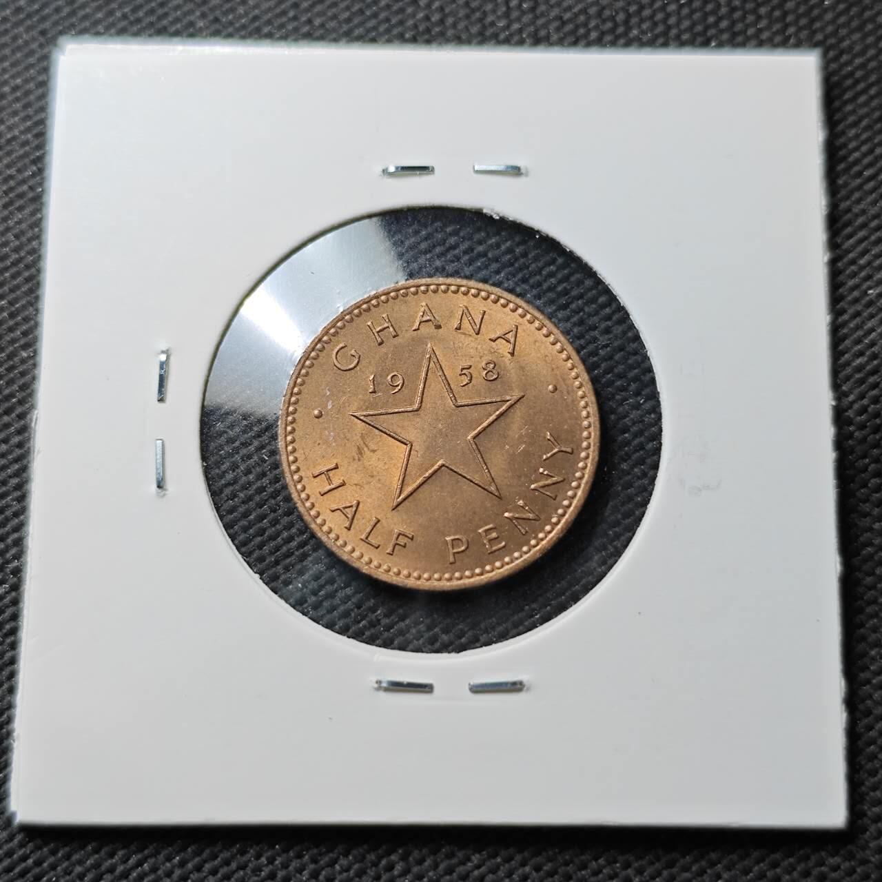 KK钱币收藏小铺  第371场  2月预留时间 周末发货  1958加纳0.5便士 好品