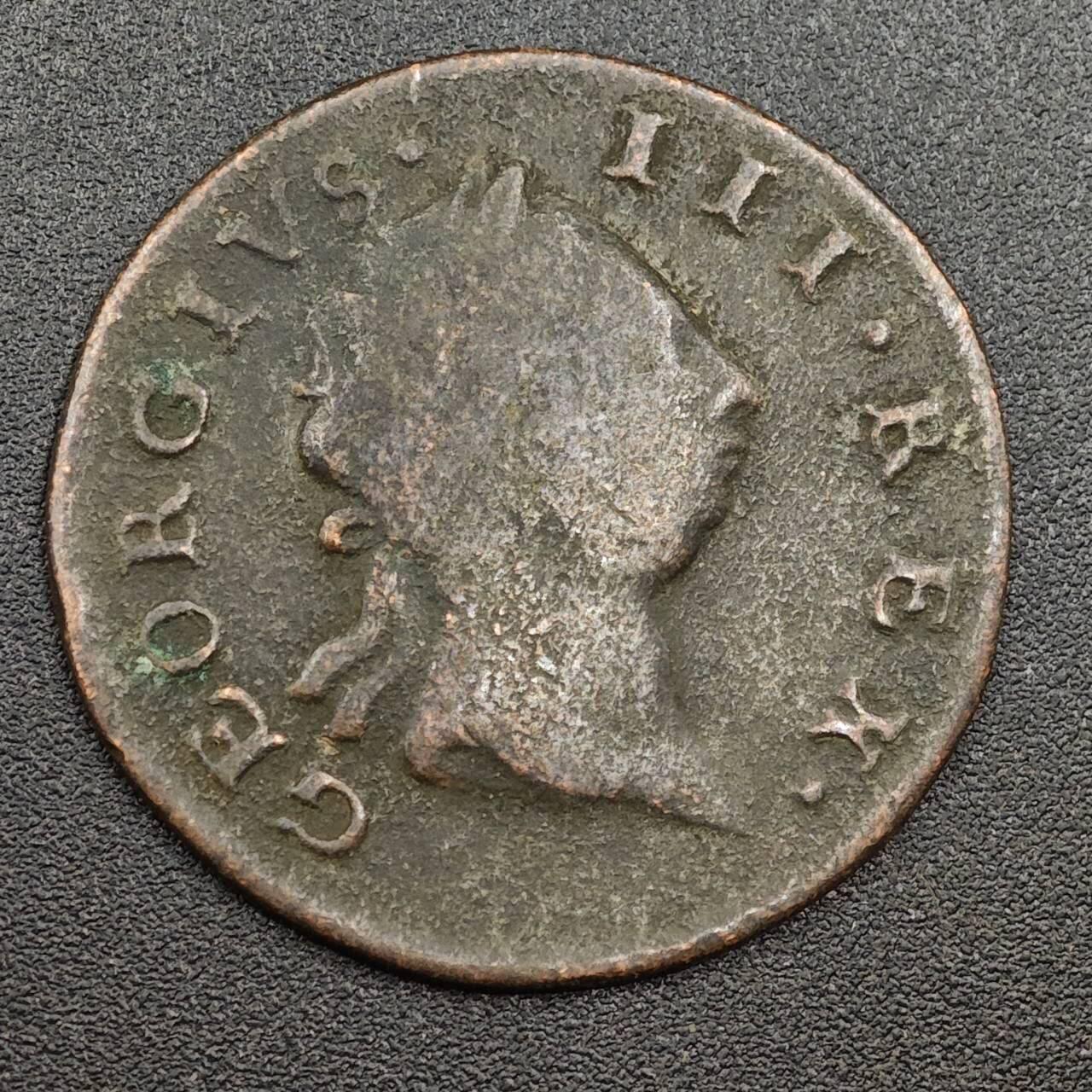 【淘币小摊】限时拍第七百九十七拍  老铜币场  满百包邮可预留两周  周一统一发货  爱尔兰1766年乔治三世半便士铜币