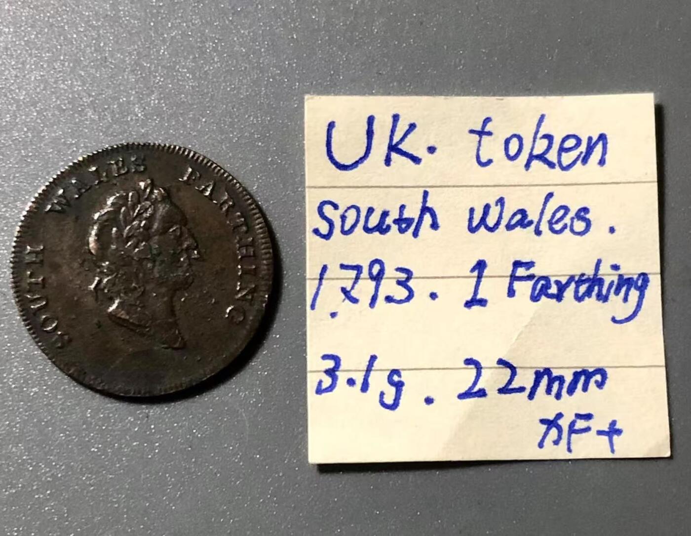 七河·世界币章小拍（总第27期） 英国.南威尔士 1法新token铜币