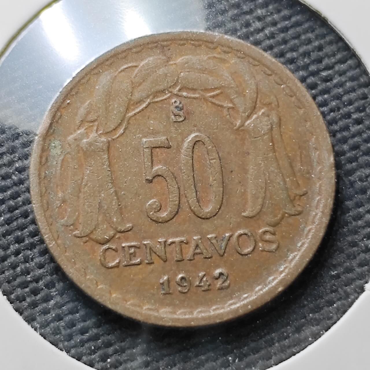 KK钱币收藏小铺  第371场  2月预留时间 周末发货  1942智利50分