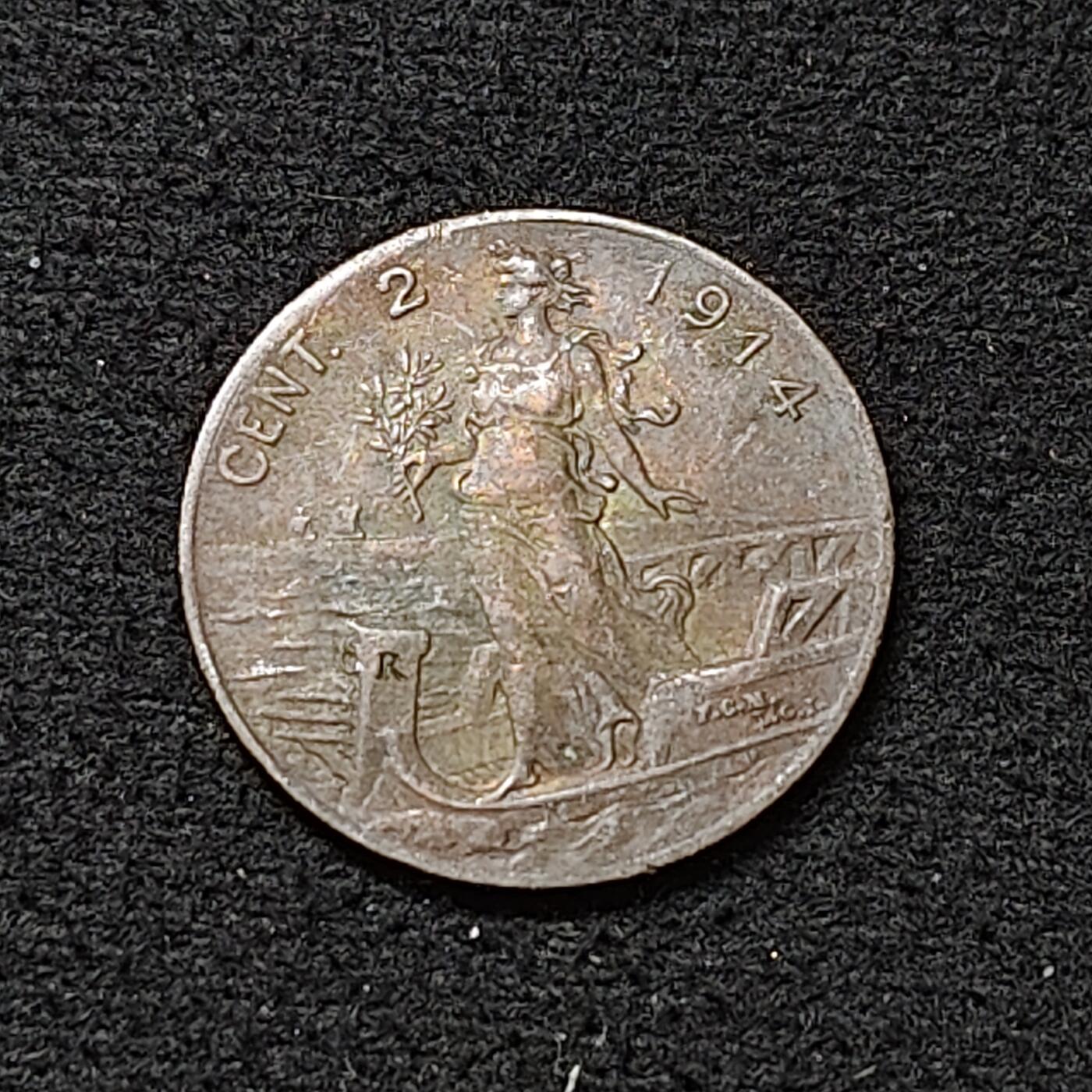 【全场包邮】纯粹捡漏拍478场（免费代拍第15场） 意大利1914年艾曼努尔三世2分铜币