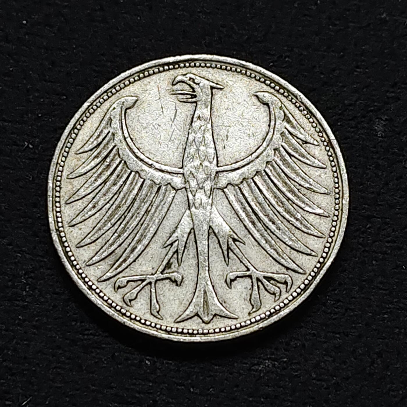 【全场包邮】纯粹捡漏拍478场（免费代拍第15场） 德国联邦德国1951年5马克银币