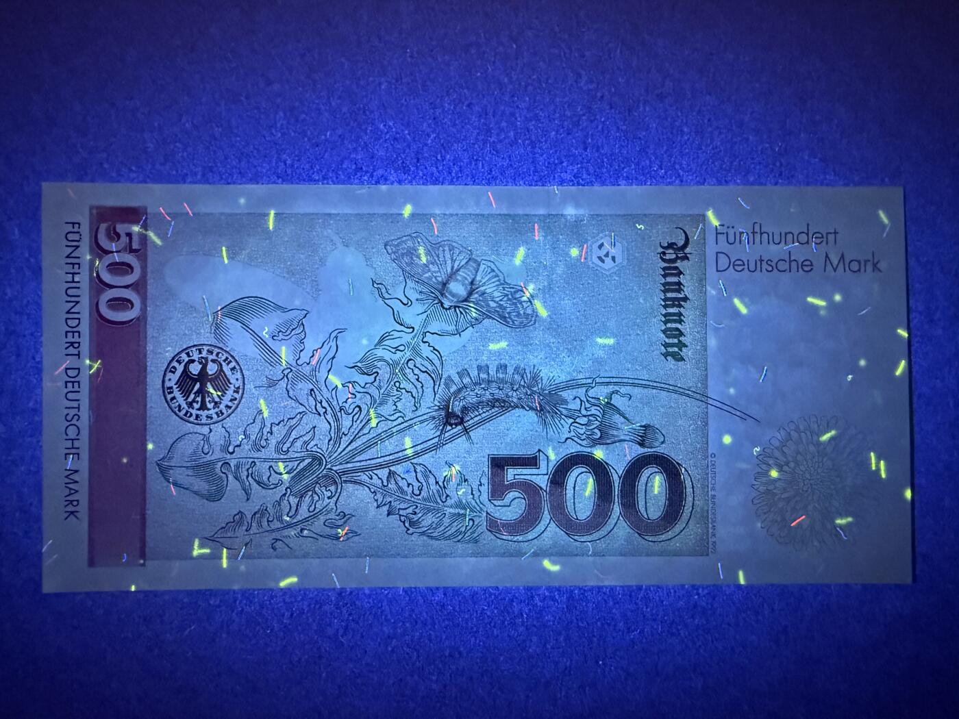 《艾美收藏》第220期-11.16周日外币畅拍场 德国500马克 AU 1991年 梅里安 AA冠 原票 仅中软折