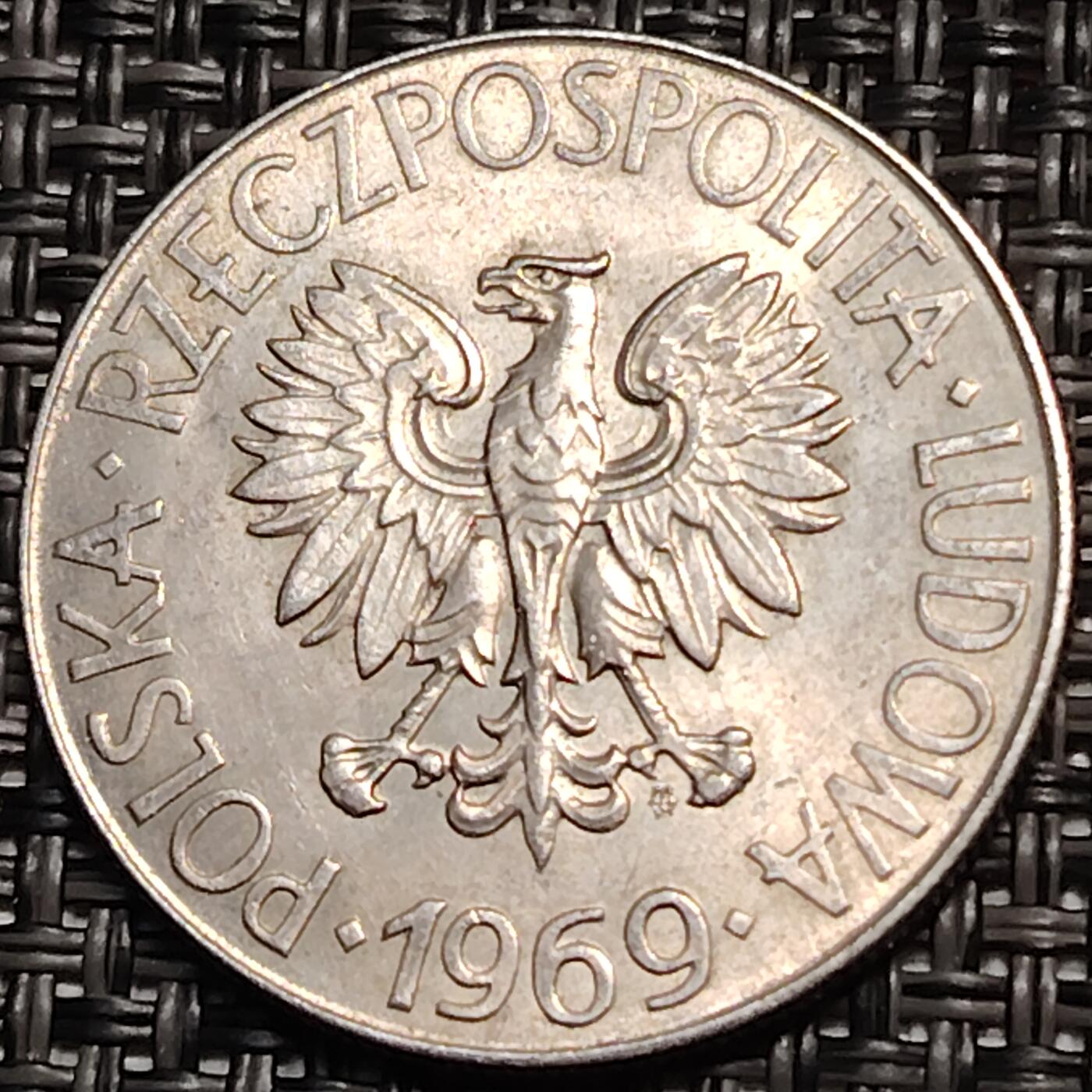 布加迪🐬～世界钱币(上海)🌾第 259 期 /  各国套币和散币 波兰🇵🇱 1969年 10兹罗提 塔德乌斯.科希秋什科纪念币 28mm