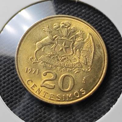 KK钱币收藏小铺  第371场  2月预留时间 周末发货 -  1971智利20分铜币 好品