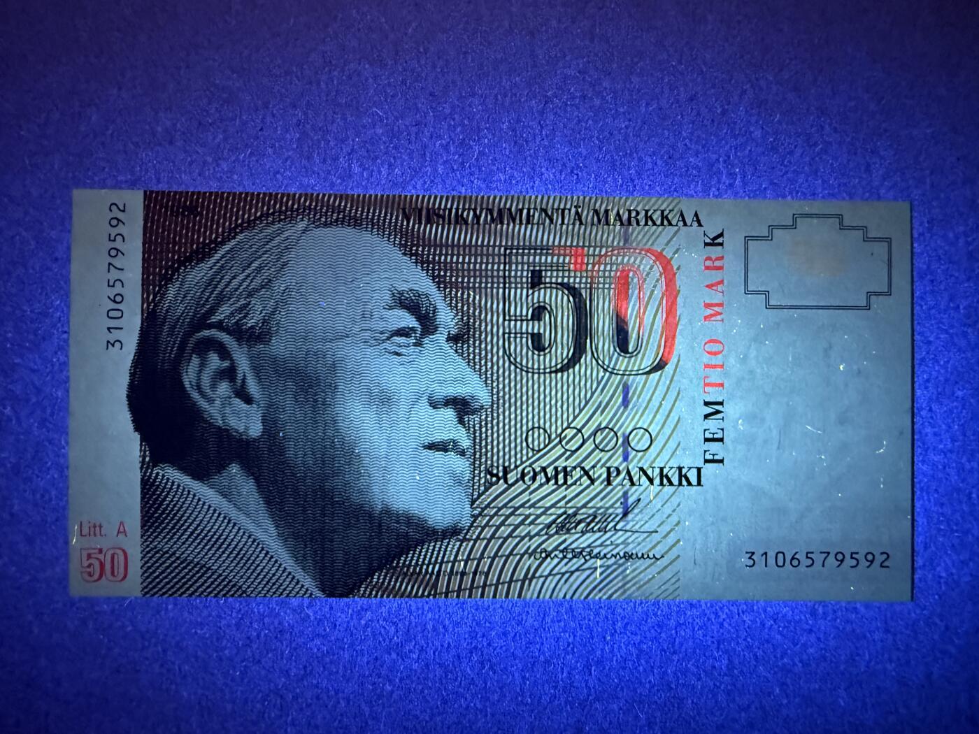 《艾美收藏》第220期-11.16周日外币畅拍场 芬兰50马克 UNC 1991年 芬兰建筑师阿尔托 无4