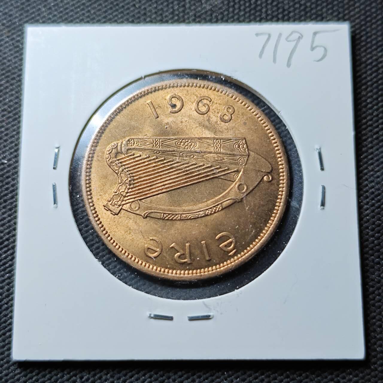 KK钱币收藏小铺  第371场  2月预留时间 周末发货  1968爱尔兰1便士 母鸡铜币