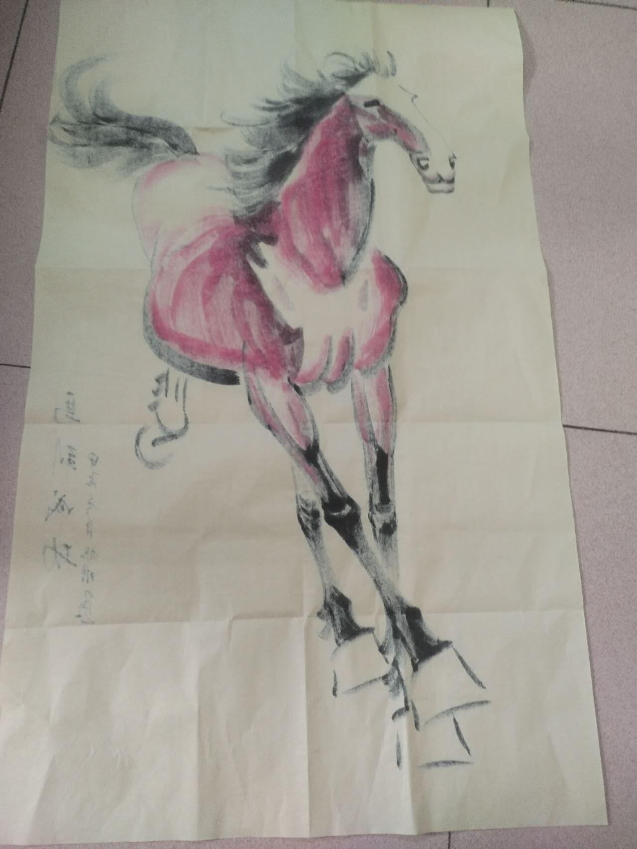 字画 赵旭明老师手绘 马到成功。100*50cm。