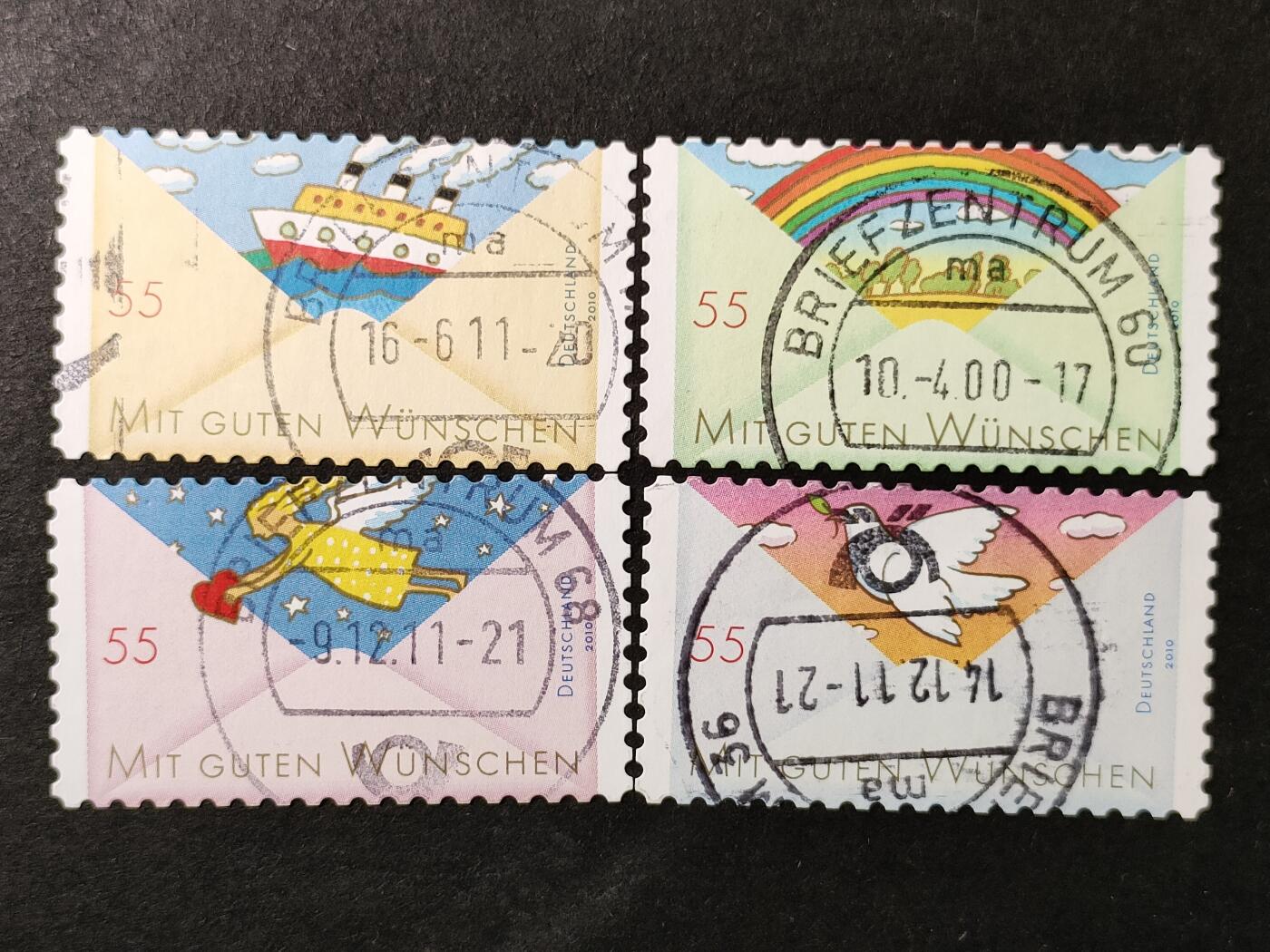 嘉禾收藏    【第380期】            无佣金、可寄存、满30元包邮 德国邮票，2010年祝愿问候邮票4全