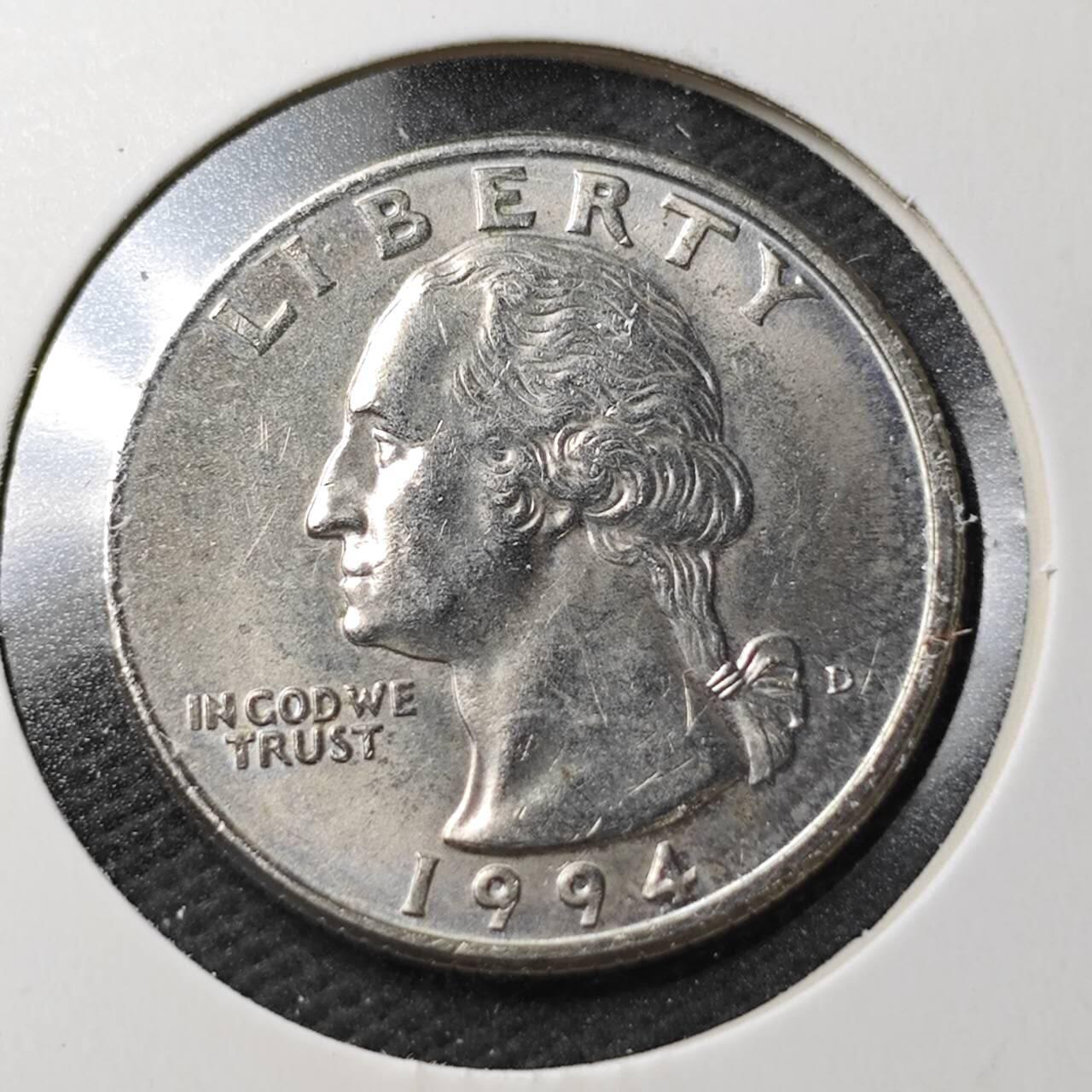 KK钱币收藏小铺  第371场  2月预留时间 周末发货  1994美国25分