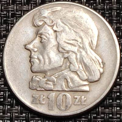 布加迪🐬～世界钱币(上海)🌾第 259 期 /  各国套币和散币 - 波兰🇵🇱 1966年 10兹罗提 塔德乌斯.科希秋什科纪念币 31mm