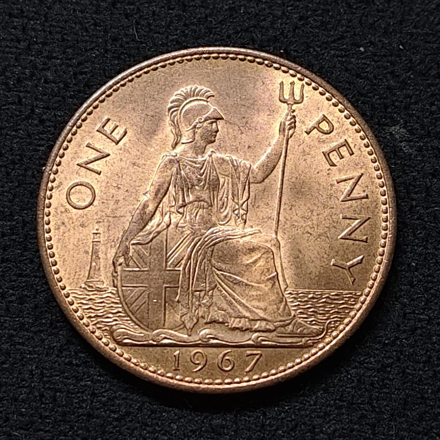 【全场包邮】纯粹捡漏拍478场（免费代拍第15场） 英国1967年1便士原光铜币