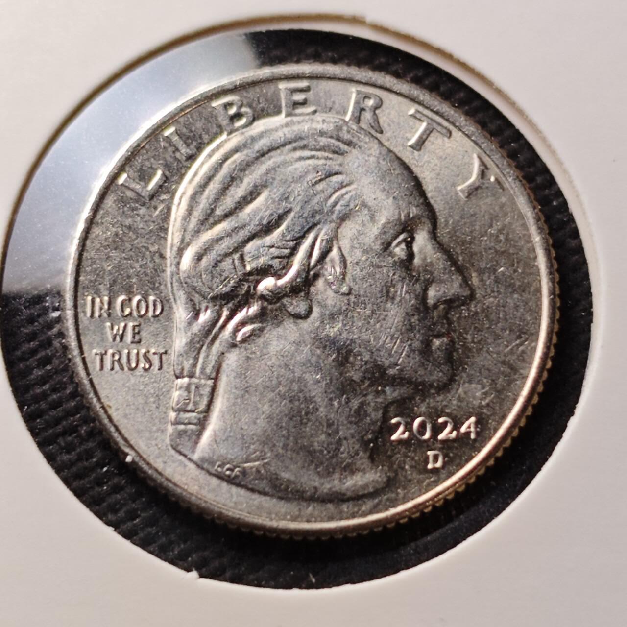 KK钱币收藏小铺  第371场  2月预留时间 周末发货  2024美国25分纪念币 好品